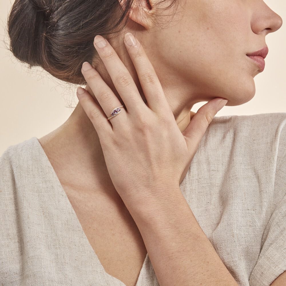 Bague Chloe Or Jaune Amethyste Et Oxyde De Zirconium - Bagues pierres fines Femme | Marc Orian
