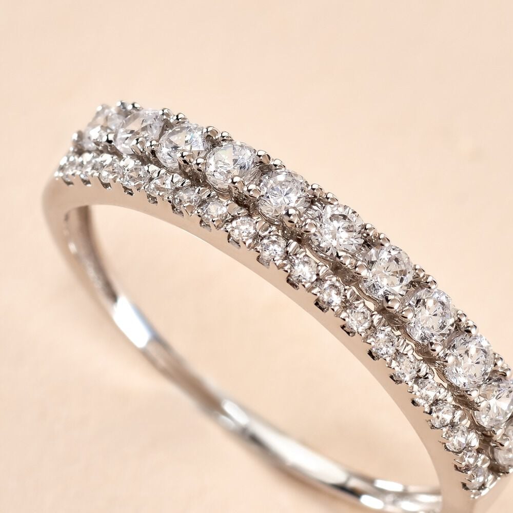 Bague The Crown Or Blanc Oxyde De Zirconium - Bagues avec pierre Femme | Marc Orian