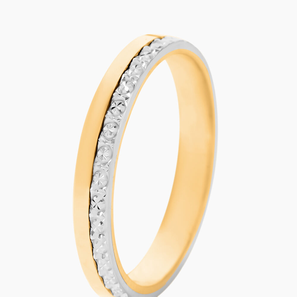 Alliance Fantaisie Diamantee Ruban Plat Or Bicolore - Alliances duo Unisex | Marc Orian
