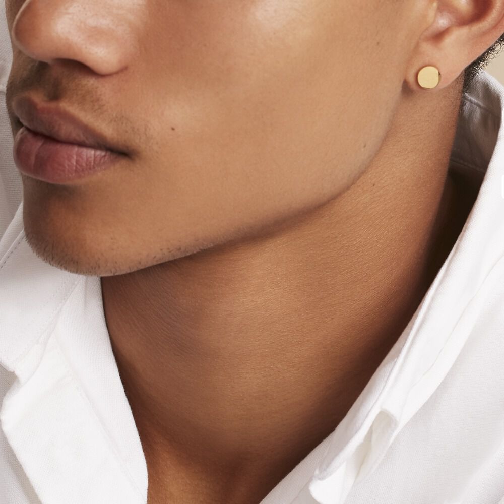 Boucles D'oreilles Puces Jourdan Eas Acier Doré - Puces Homme | Marc Orian