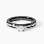 Bague Solitaire Ceramique Argent Blanc C&eacute;ramique Et Oxyde De Zirconium - Bagues de promesse Femme | Marc Orian
