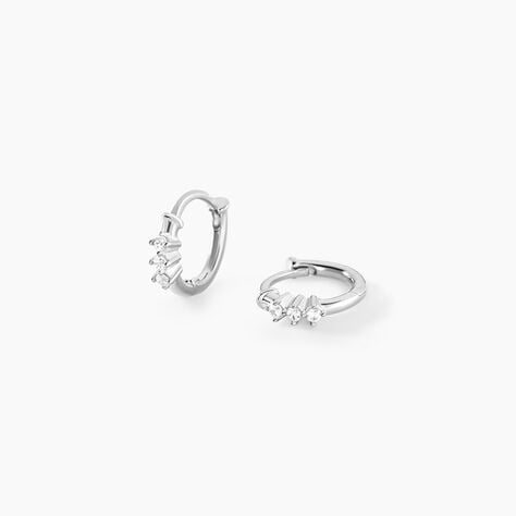 Cr&eacute;oles Mini Argent Blanc Oxyde De Zirconium - Cr&eacute;oles Femme | Marc Orian