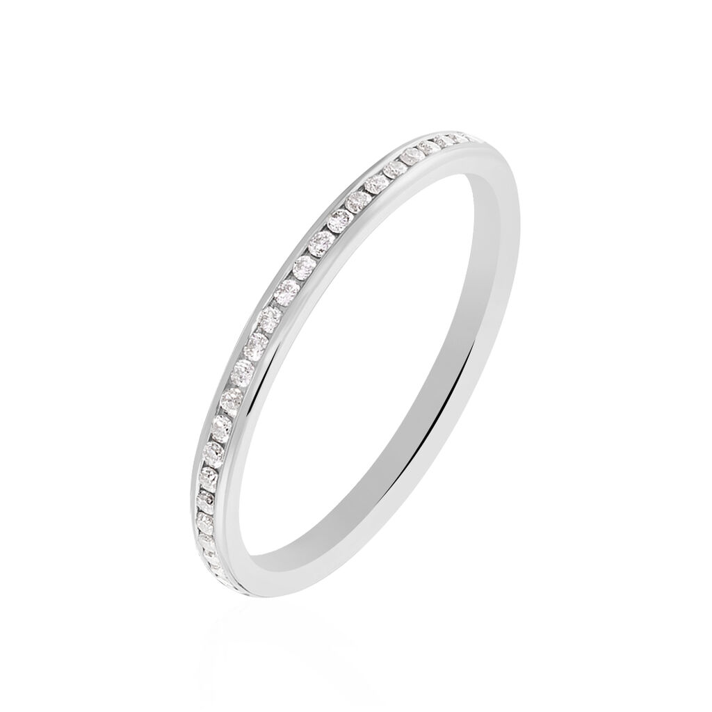 Alliance Laurie Demi-tour Or Blanc Diamant - Alliances avec pierres Femme | Marc Orian