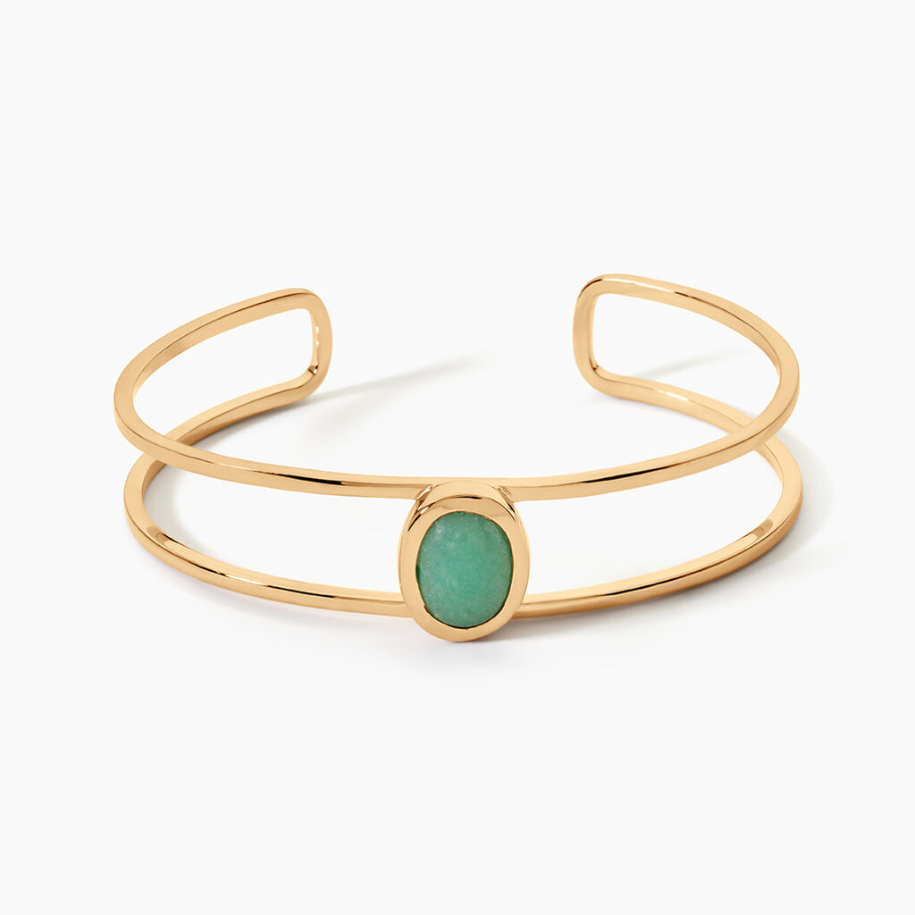 Bracelet Jonc Veina Plaqu&eacute; Or Jaune Aventurine - Bracelets joncs Femme | Marc Orian