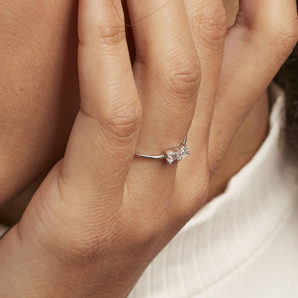 Bague Cinzia Argent Blanc Oxyde De Zirconium - Bagues de promesse Femme | Marc Orian