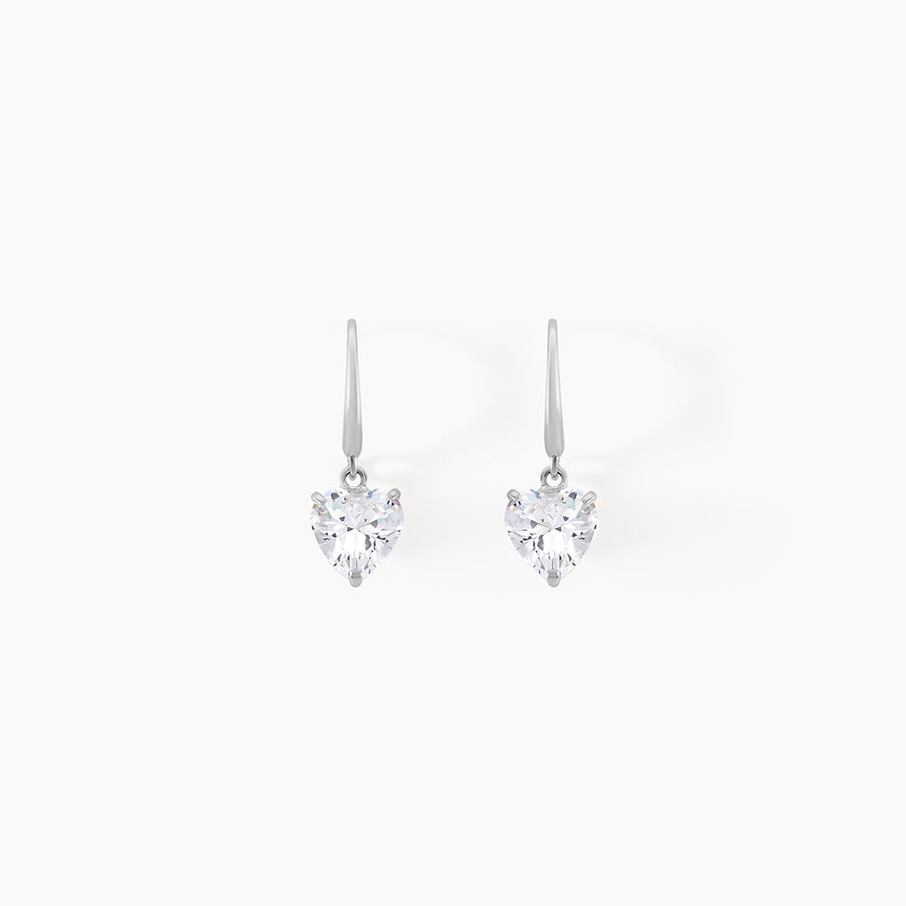 Boucles D'oreilles Pendantes Bo Coeur Pm Or Blanc Oxyde De Zirconium - Pendantes Femme | Marc Orian