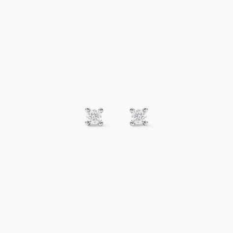 Boucles D'oreilles Puces Clavie Or Blanc Diamant - Puces Femme | Marc Orian
