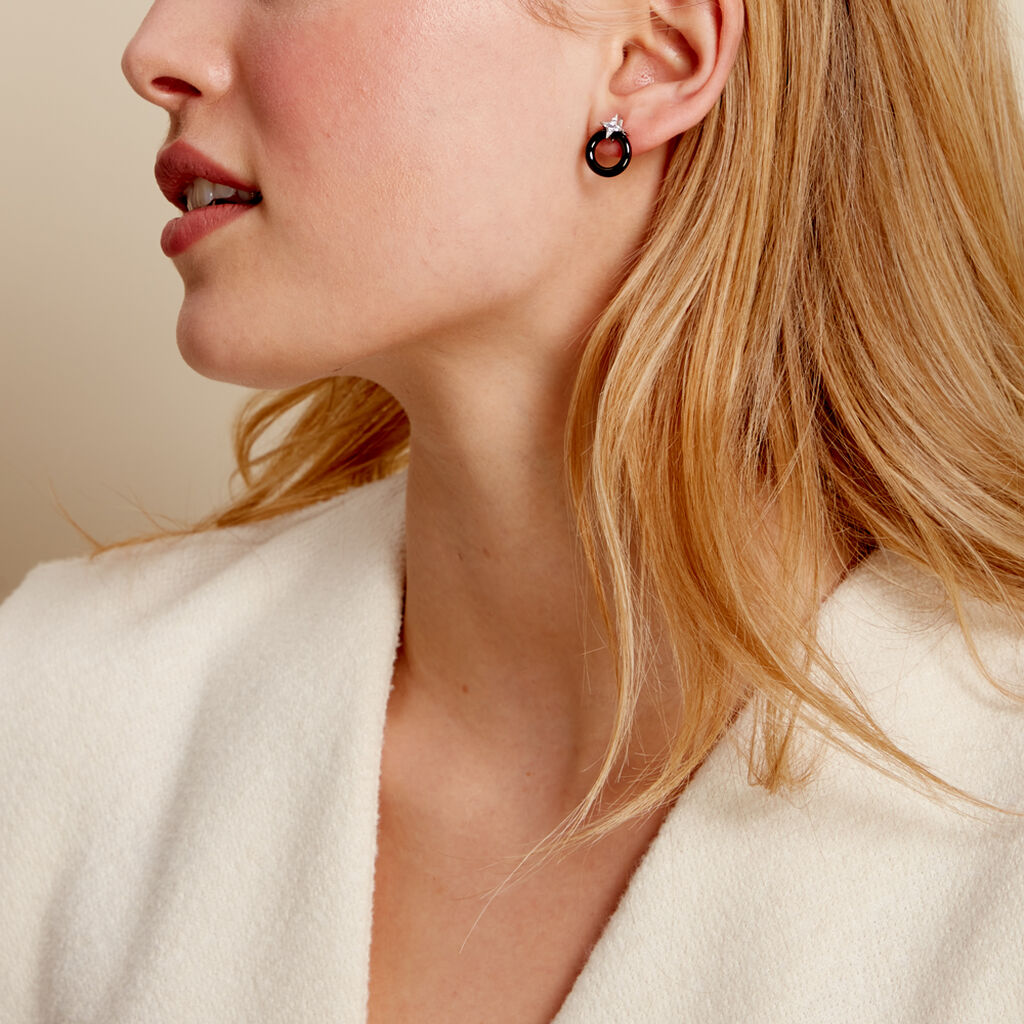 Boucles D'oreilles Pendantes Merelle Argent Blanc Céramique Oxyde - Boucles d'oreilles Pendantes Femme | Marc Orian