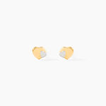 Boucles D'oreilles Puces Anne-maudae Double Coeurs Or Bicolore - Puces Femme | Marc Orian