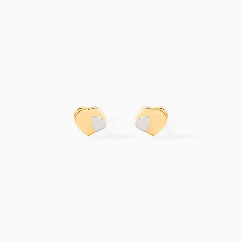 Boucles D'oreilles Puces Anne-maudae Double Coeurs Or Bicolore - Puces Femme | Marc Orian