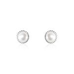 Boucles D'oreilles Puces Vittorio Argent Blanc Perle De Culture - Puces Femme | Marc Orian