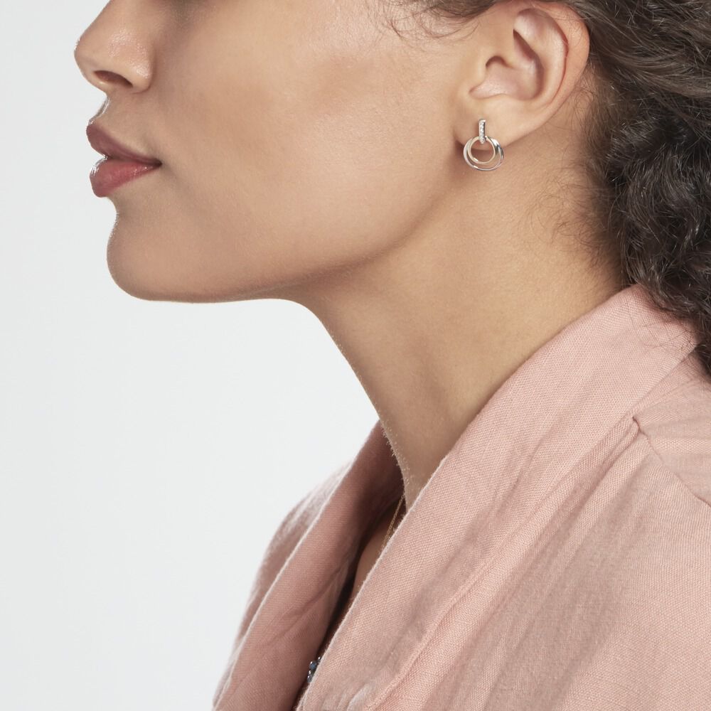 Boucles D'oreilles Pendantes Or Bicolore Eloisia Diamants - Pendantes Femme | Marc Orian