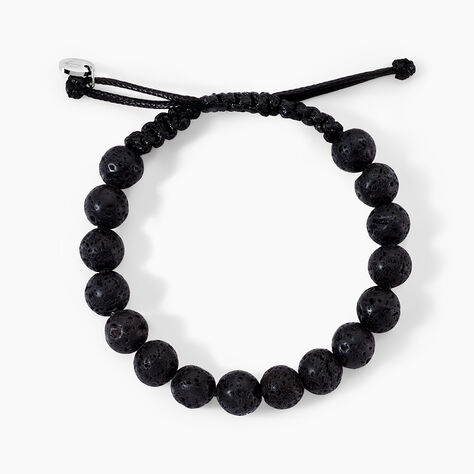 Bracelet Phebus Him Cordon Noir Pierre De Lave - Bracelets cordons Homme | Marc Orian