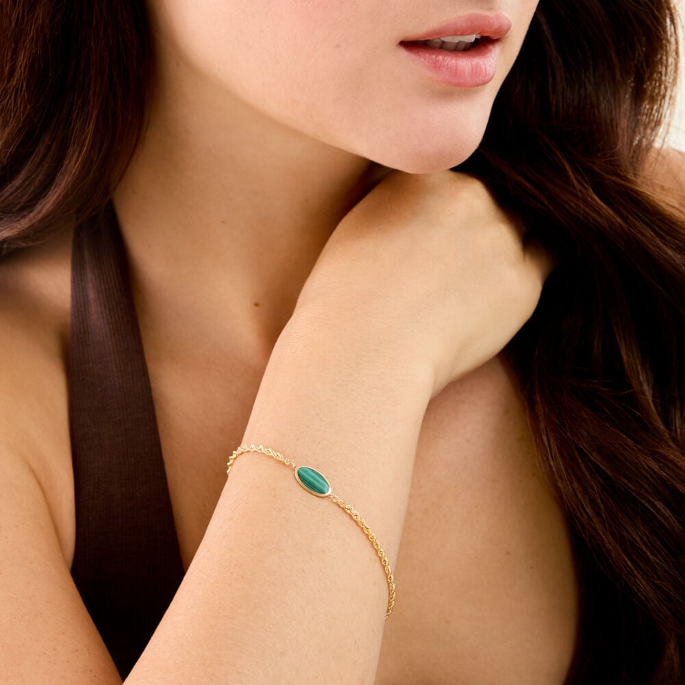 Bracelet Jerry Or Jaune Malachite - Bracelets cha&icirc;nes Femme | Marc Orian