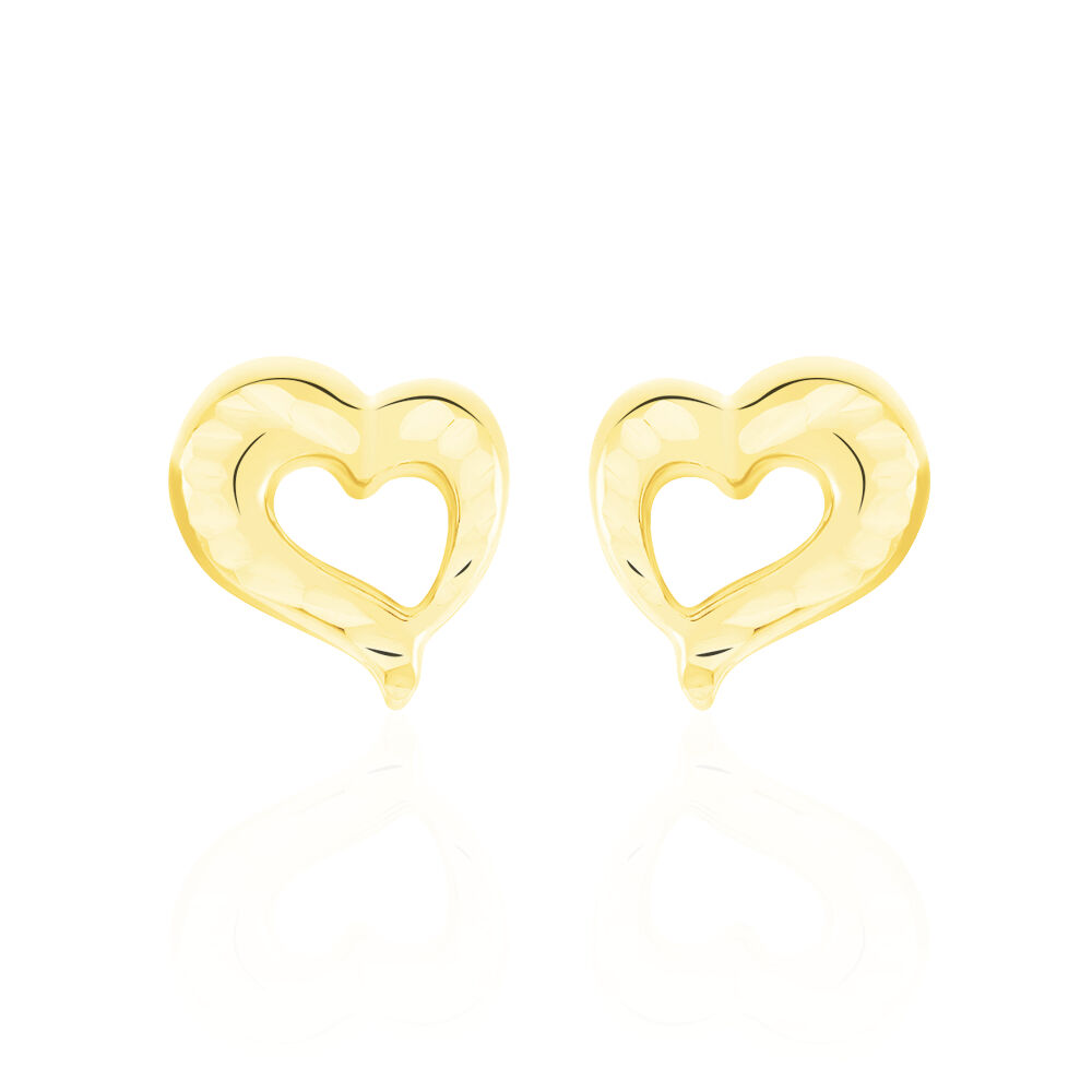 Boucles D'oreilles Puces Anne-maudae Coeurs Or Jaune - Puces Femme | Marc Orian