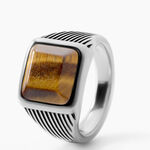 Bague Stones 1 Acier Blanc Oeil De Tigre - Bijoux fantaisie Homme | Marc Orian