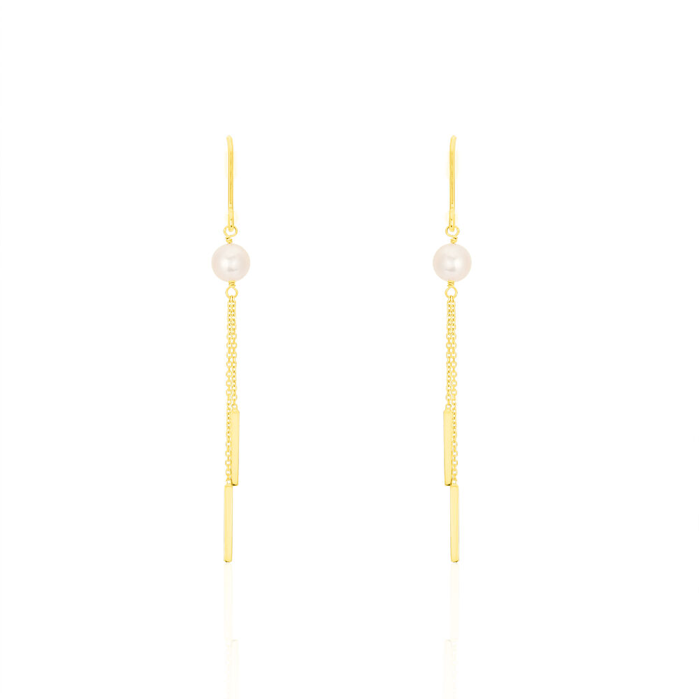 Boucles D'oreilles Pendantes Salman Or Jaune Perle De Culture - Pendantes Femme | Marc Orian