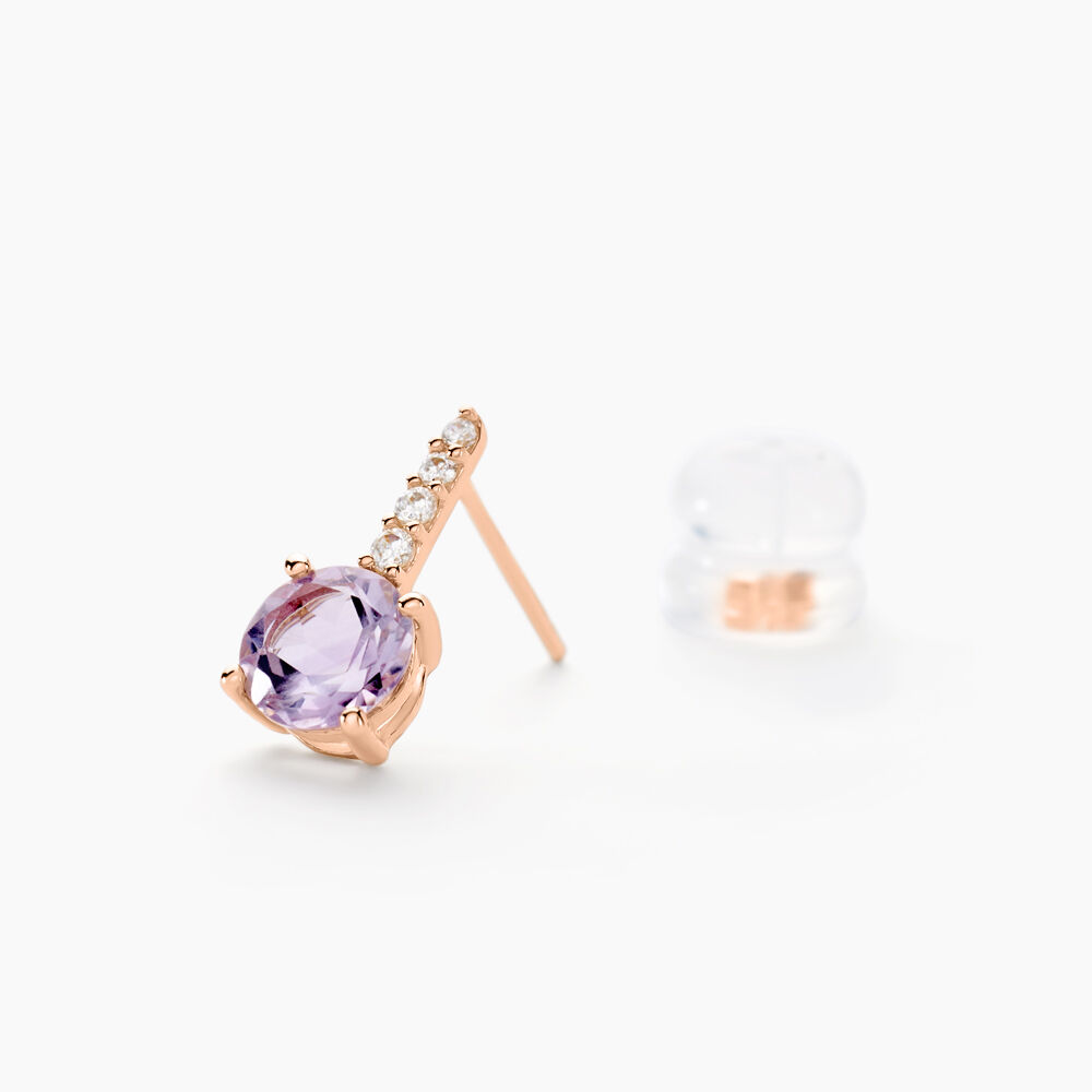 Boucles D'oreilles Puces Monroe Or Rose Quartz Oxyde De Zirconium - Puces Femme | Marc Orian