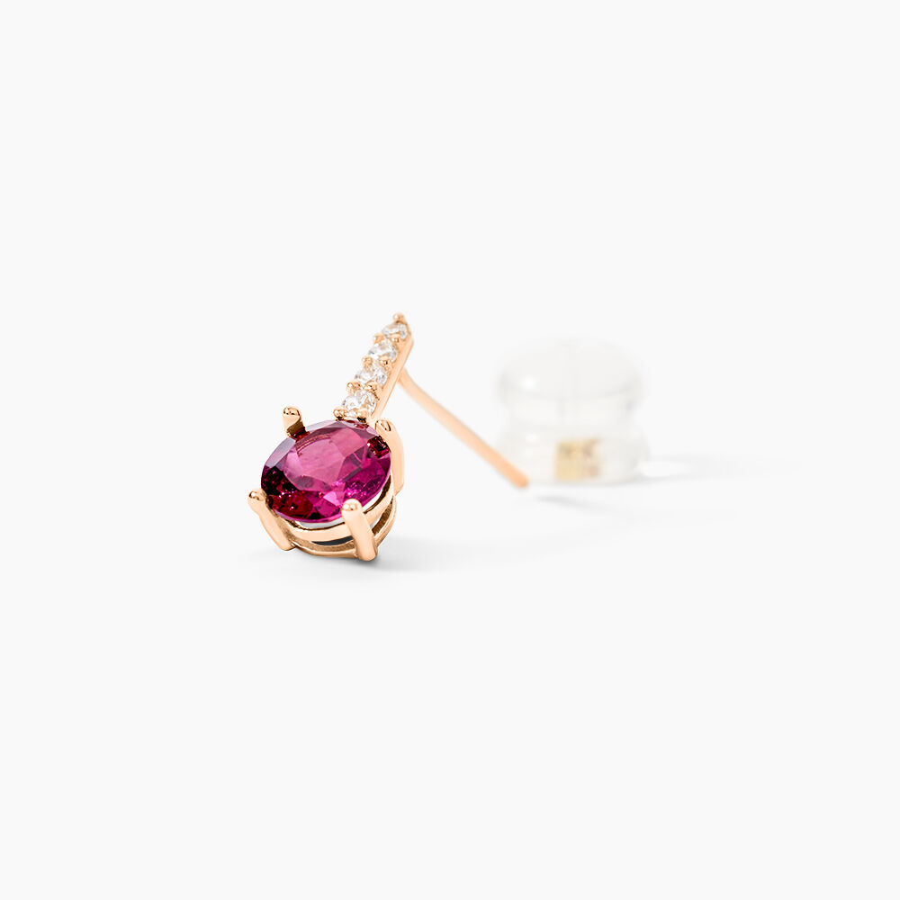 Bijoux D'oreilles Monroe Or Rose Rhodolite Oxyde De Zirconium - Puces Femme | Marc Orian