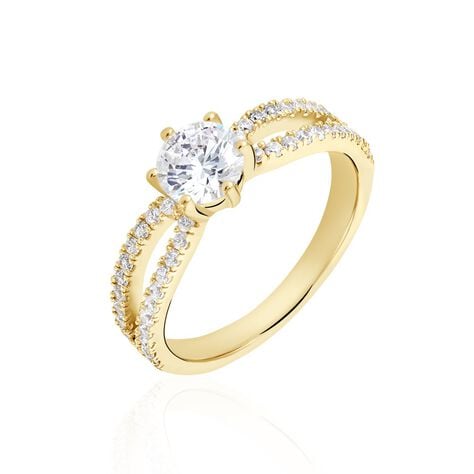 Bague Solitaire Plaqu&eacute; Or Jaune Melaina Oxyde De Zirconium - Bijoux fantaisie Femme | Marc Orian