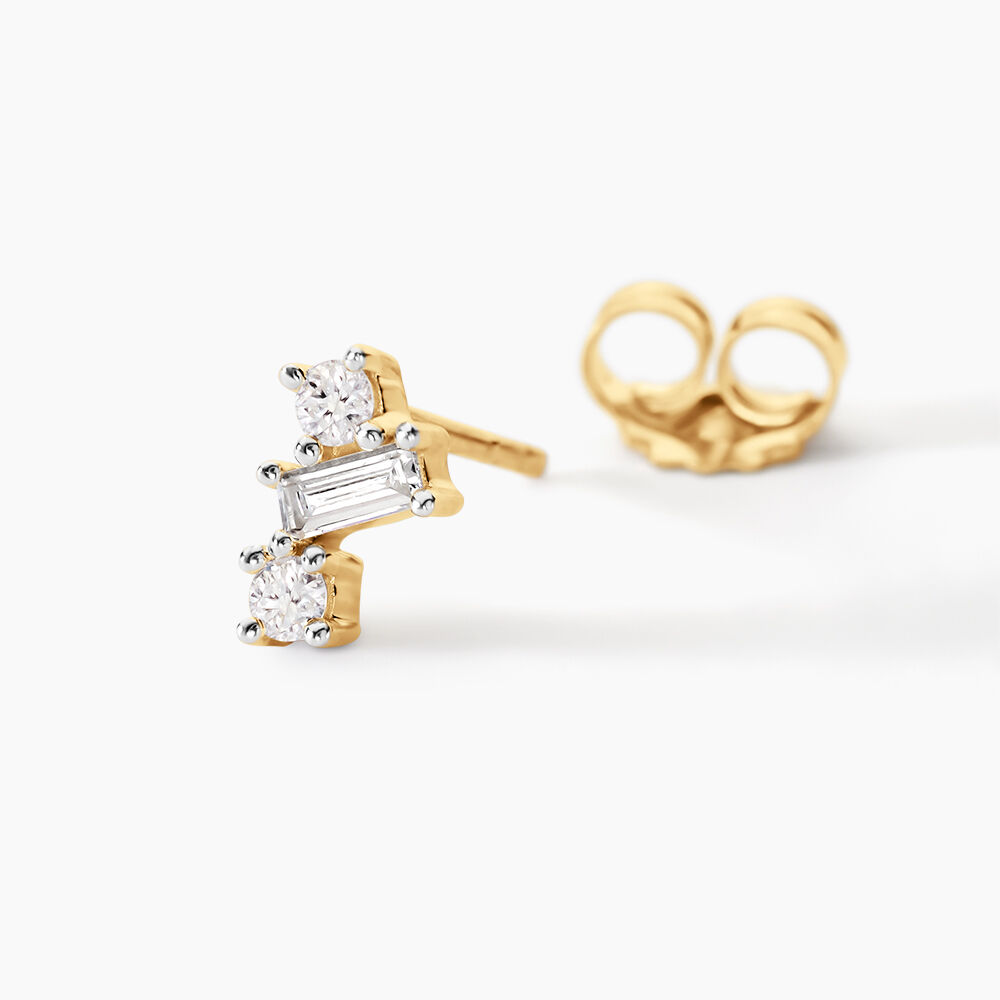 Boucles D'oreilles Puces Baliatista Or Jaune Diamant Synth&eacute;tique - Puces Femme | Marc Orian