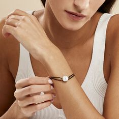 Bracelet Nina Cera Argent Blanc Céramique Et Strass - Bracelets cordons Femme | Marc Orian