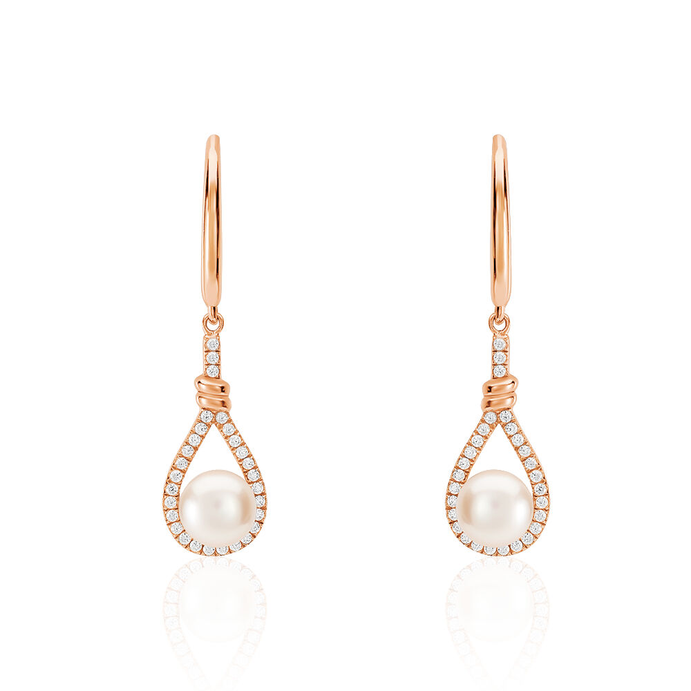 Boucles D'oreilles Pendantes Majida Argent  Perle De Culture Et Oxyde - Pendantes Femme | Marc Orian