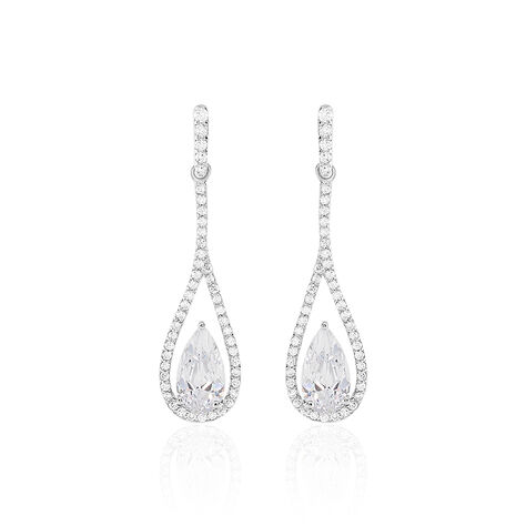 Boucles D'oreilles Pendantes Elorah Argent Blanc Oxyde De Zirconium - Pendantes Femme | Marc Orian
