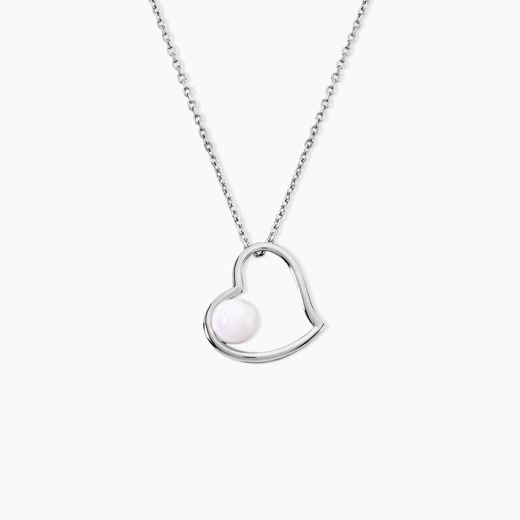 Collier Isalyne Argent Blanc C&eacute;ramique - Colliers avec pierres Femme | Marc Orian