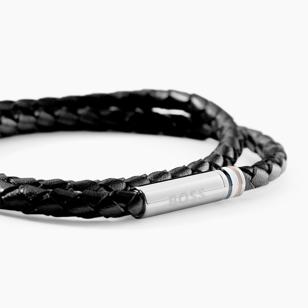 Bracelet Boss Ares Cuir De Veau Noir - Bracelets cuir Homme | Marc Orian