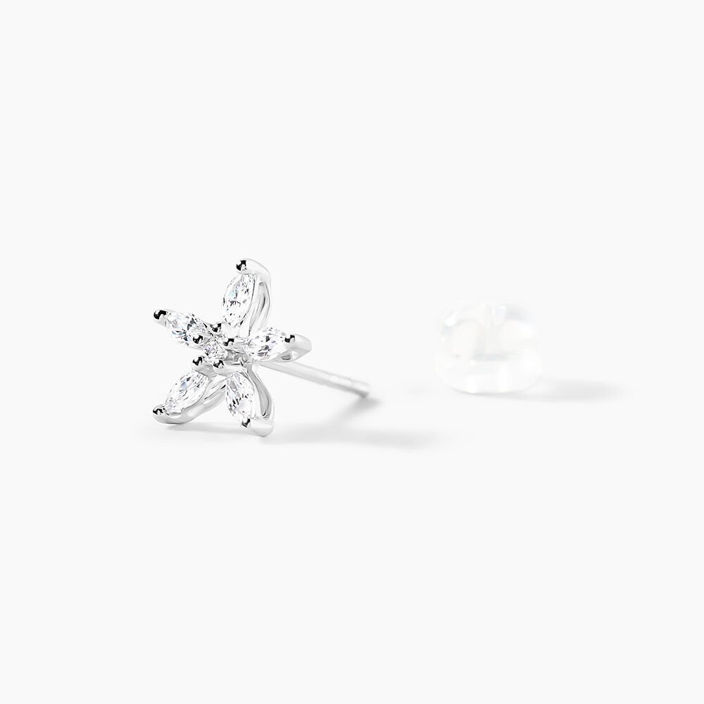 Boucles D'oreilles Puces Horcia Or Blanc Oxyde De Zirconium - Puces Femme | Marc Orian