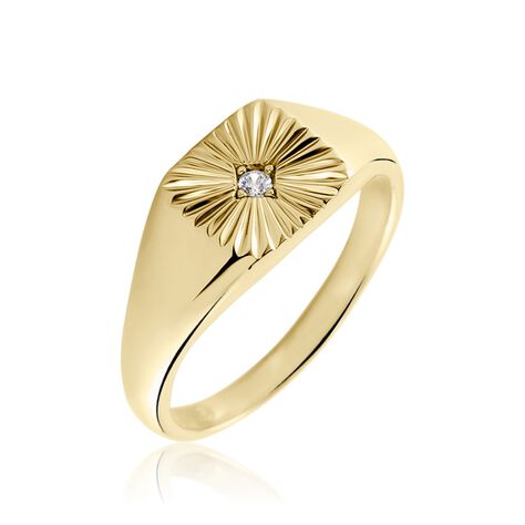 Chevaliere Plaqué Or Erditse Oxyde De Zirconium - Bagues Solitaire Femme | Marc Orian