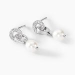 Boucles D'oreilles Pendantes Gaetane Argent Blanc Perle Oxyde - Pendantes Femme | Marc Orian