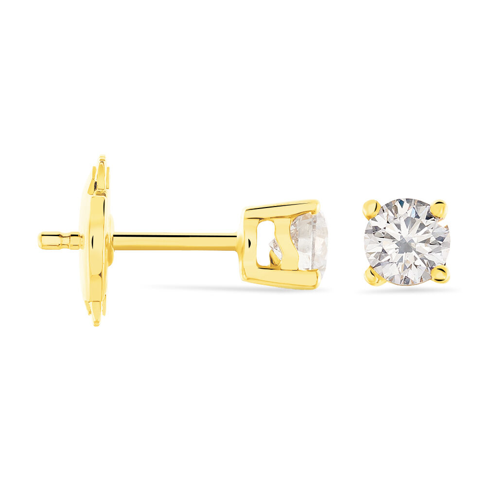 Boucles D'oreilles Puces Victoria Or Jaune Diamant - Puces Femme | Marc Orian