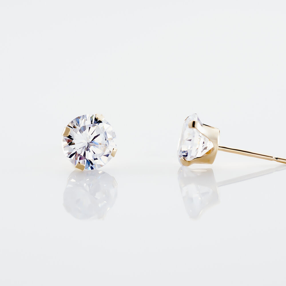 Boucles D'oreilles Puces Eddie Or Jaune Oxyde De Zirconium - Puces Femme | Marc Orian
