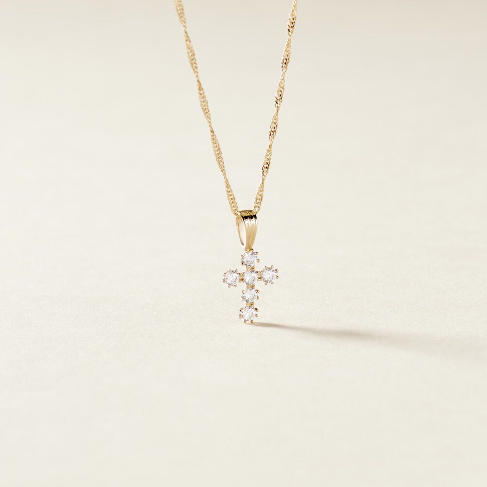 Pendentif Canice Croix Or Jaune Oxyde De Zirconium - Pendentifs Famille | Marc Orian