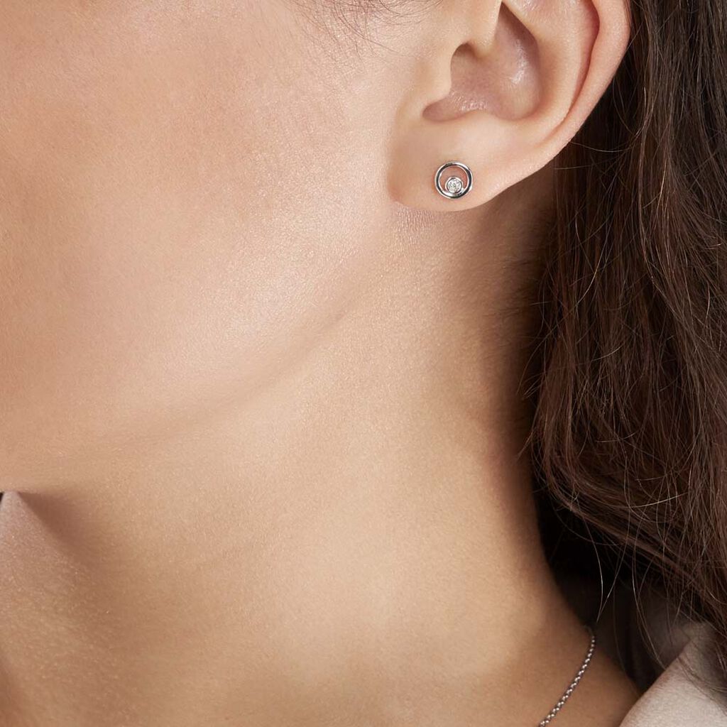 Boucles D'oreilles Puces Fidelia Or Blanc Diamant - Boucles d'oreilles pierres précieuses Femme | Marc Orian