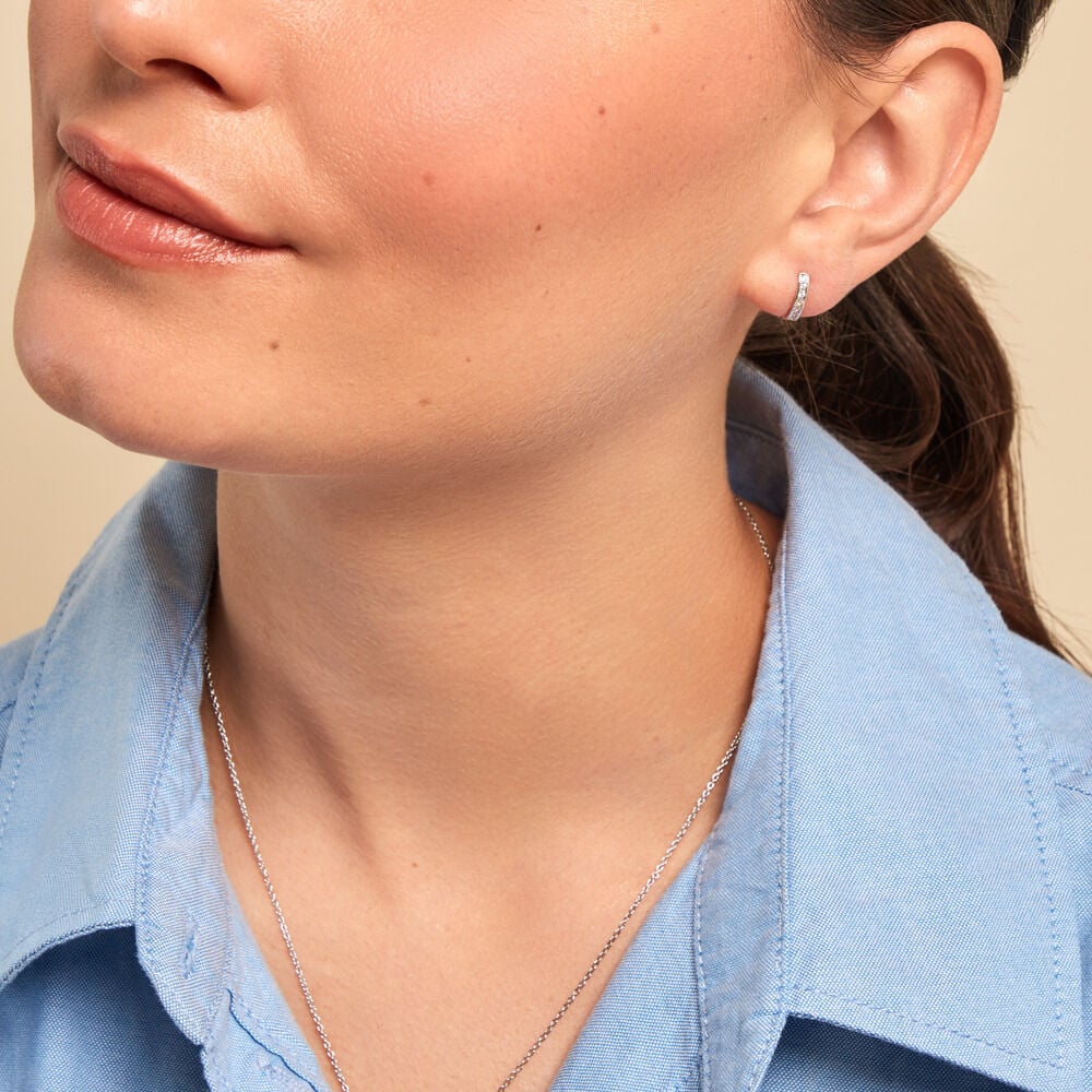 Boucles D'oreilles Puces Elenore Argent Blanc Oxyde De Zirconium - Nouveautés Femme | Marc Orian