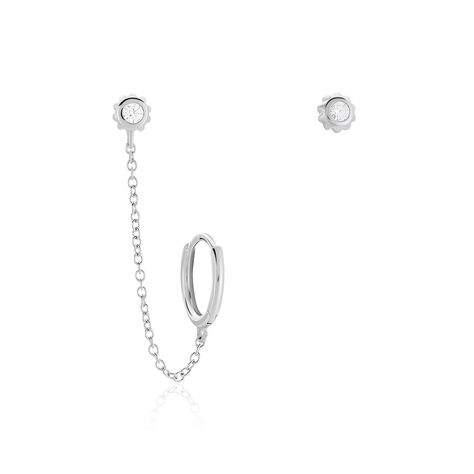 Boucles D'oreilles Dépareillées Macha Argent Blanc Oxyde De Zirconium - Boucles d'oreilles Femme | Marc Orian