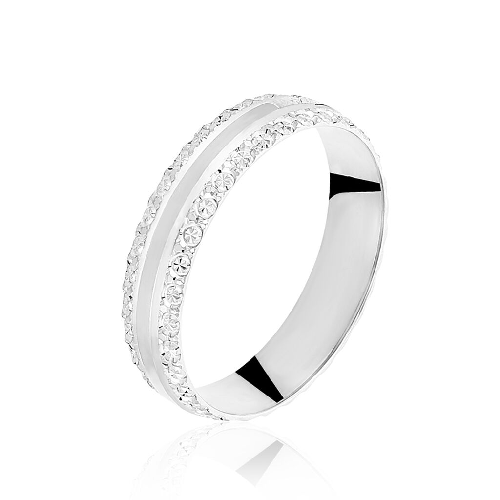Alliance June 2 Rangs Diamantee Ruban Plat Or Blanc - Alliances duo Unisex | Marc Orian