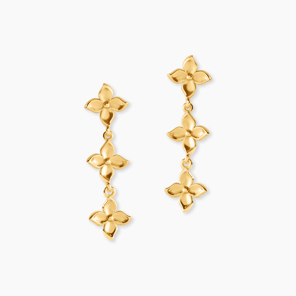 Boucles D'Oreilles Pendantes Monika Argent Dor&eacute; A L'Or 750/1000 - Pendantes Femme | Marc Orian
