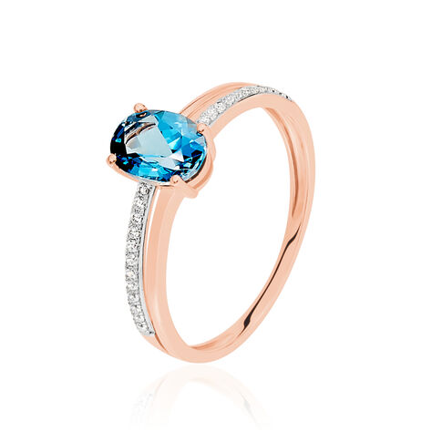 Bague Sarika Or Rose Topaze Et Oxyde De Zirconium - Bagues pierres fines Femme | Marc Orian
