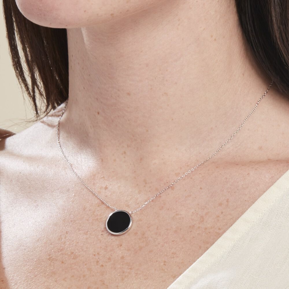 Collier Damioen Argent Blanc Agate - Colliers avec pierres Femme | Marc Orian