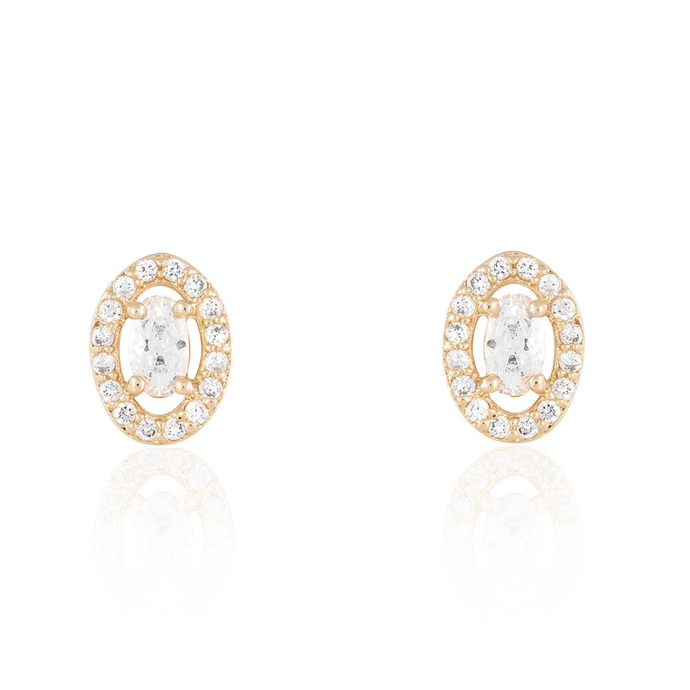 Boucles D'oreilles Puces Classical Plaqué Or Jaune Oxyde De Zirconium - Puces Femme | Marc Orian