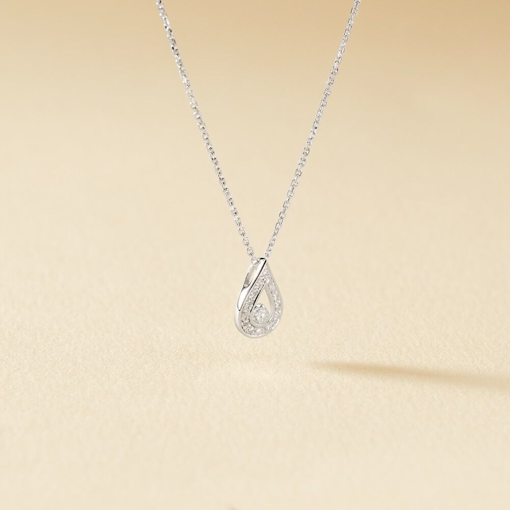 Collier Or Blanc Purete Goutte Diamant - Colliers avec pierres Femme | Marc Orian