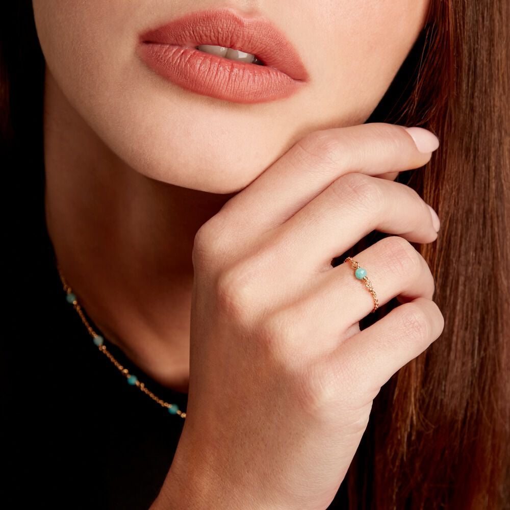 Bague Calliope Plaqu&eacute; Or Dor&eacute; Amazonite - Bijoux fantaisie Femme | Marc Orian