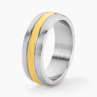 Bague John Acier Bicolore Plaque Or Jaune