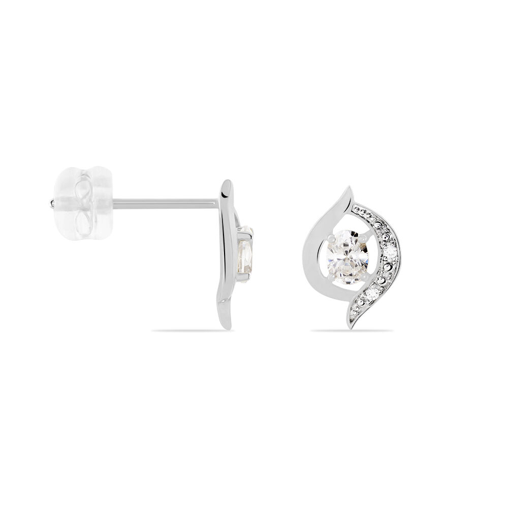 Boucles D'oreilles Puces Or Blanc Lydia Oxydes De Zirconium - Puces Femme | Marc Orian
