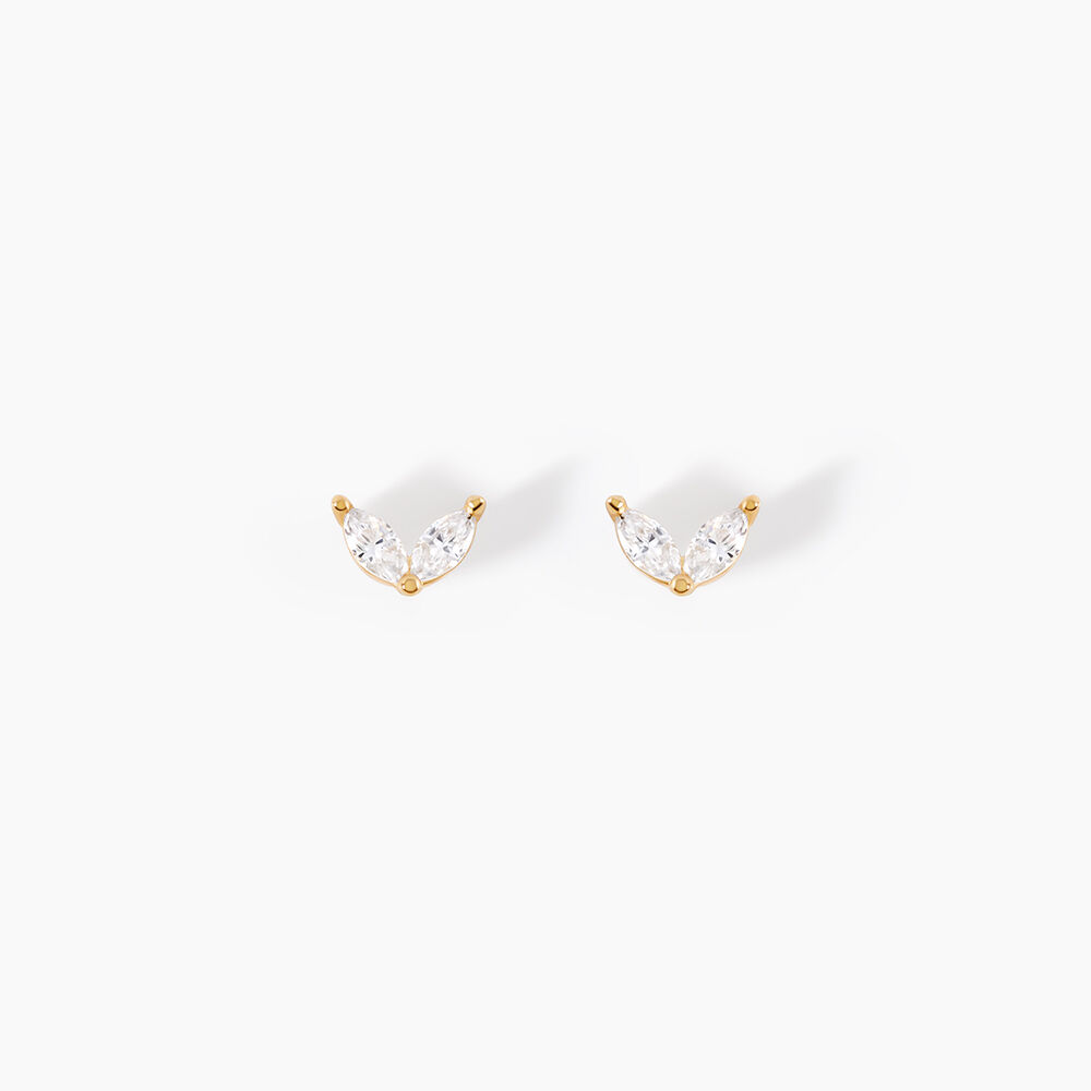 Boucles D'Oreilles Puces Solvej Or Jaune Oxyde De Zirconium - Puces Femme | Marc Orian