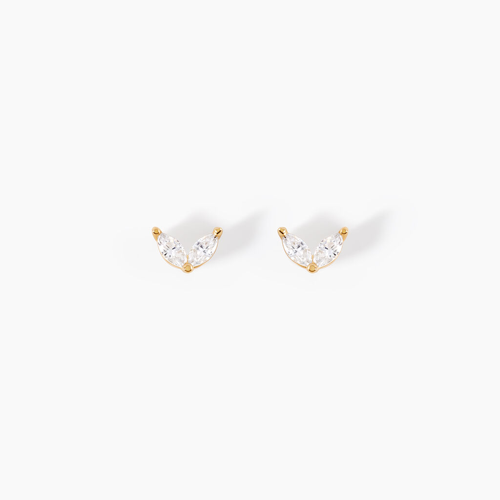 Boucles D'Oreilles Puces Solvej Or Jaune Oxyde De Zirconium - Puces Femme | Marc Orian